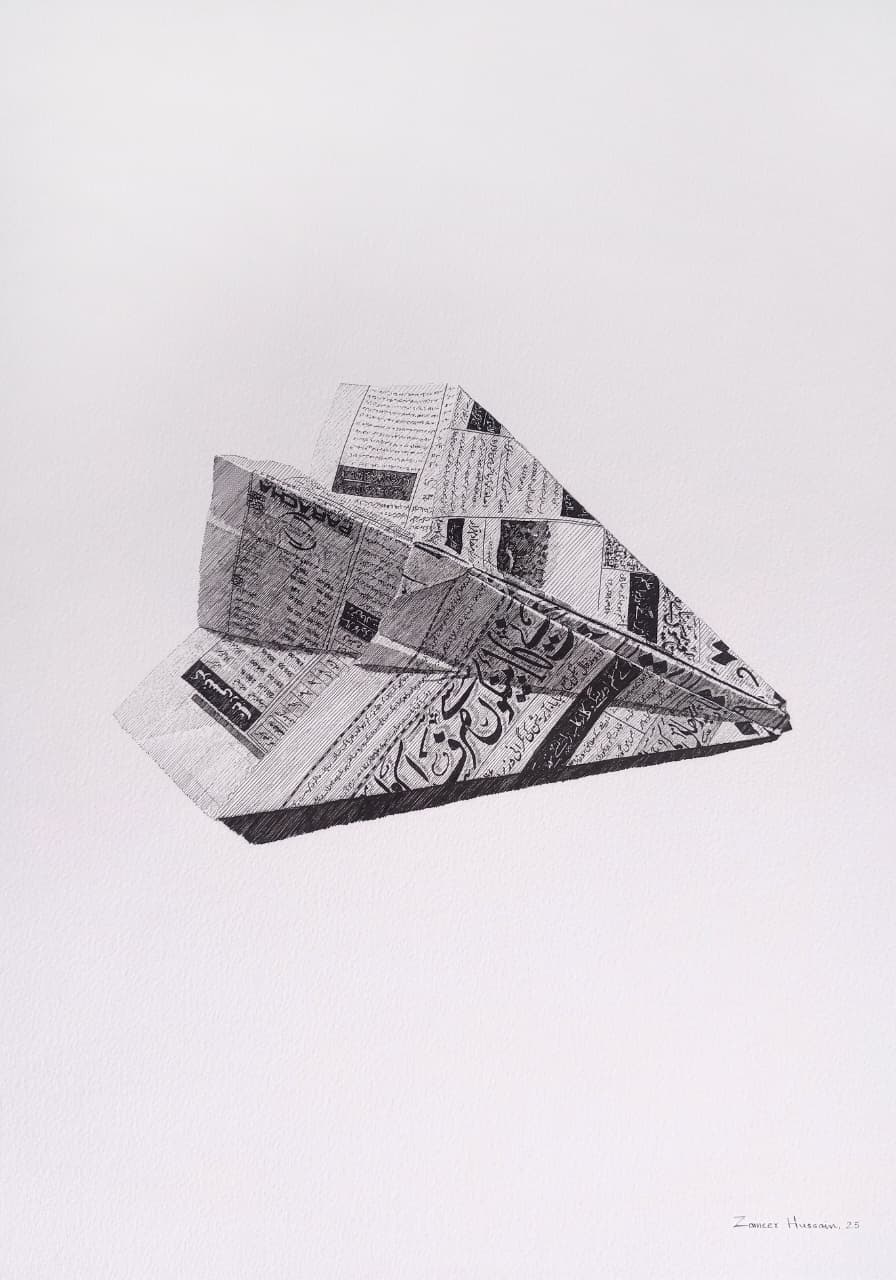 Untitled, Still Life Drawing by Zameer Hussain, Pen on Paper, 14 x 20 inches