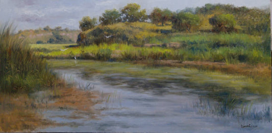 Untitled, Landscape Painting by Tahir Bilal Ummi, Oil on Canvas, 36 x 18 inches