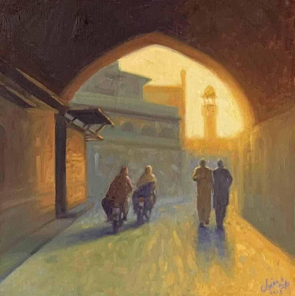 Untitled, Cityscape Painting by Dr. Arshad Maqbool, Oil on Canvas, 12 x 12 inches