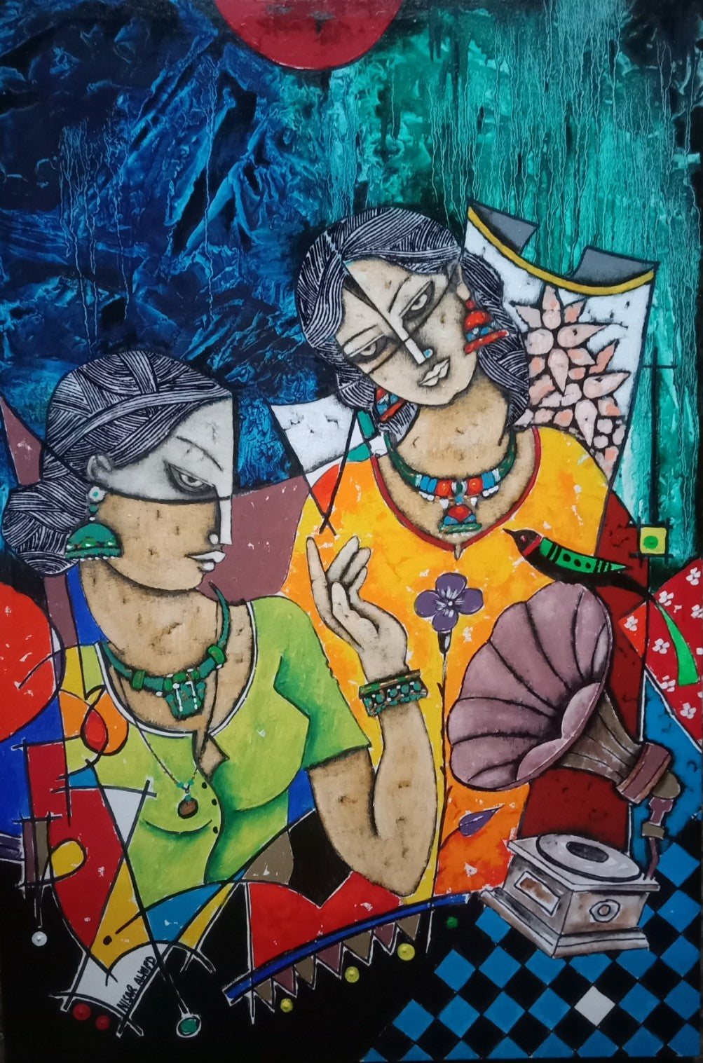 Untitled, Figurative Painting by Nisar Ahmad, Acrylic on Canvas, 24 x 36 inches