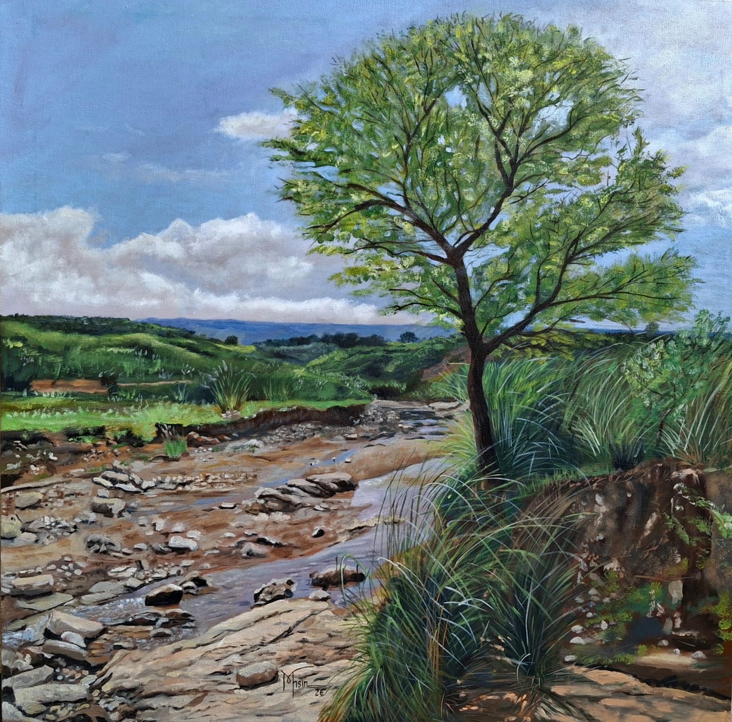 "Veins of Nature", Landscape Painting by Muhammad Mohsin Rasheed, Oil on Canvas, 36 x 36 inches