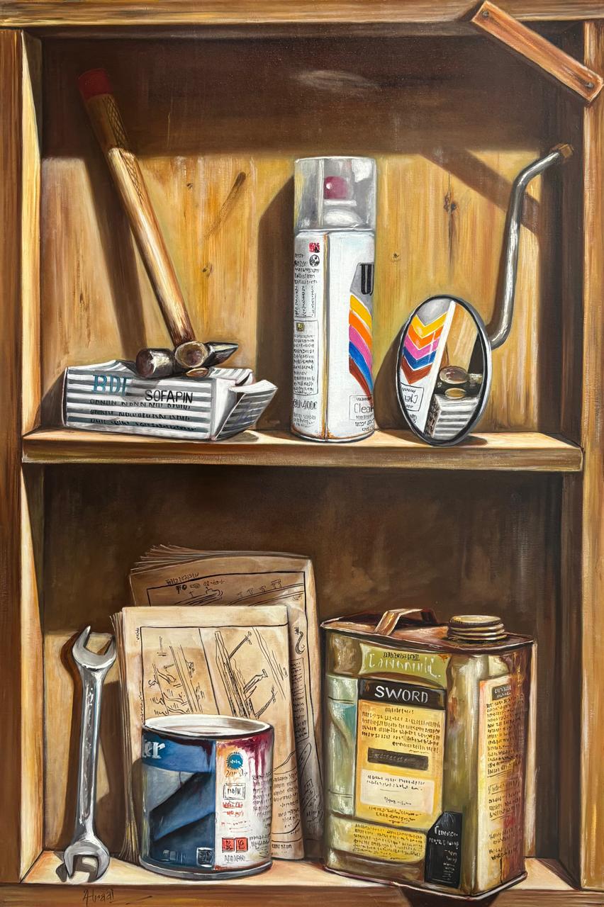 Rust & Color, Still Life Painting by Ahmed Alraai, Oil on Canvas, 20 x 30 Inches