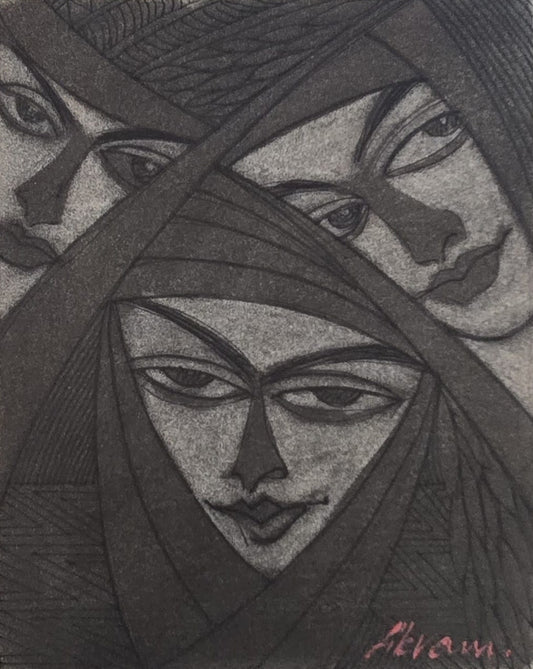 Untitled, Painting by Akram Dost, Charcoal on Paper, 8.2 x 10.5 inches