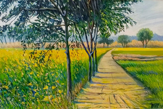 The Light we Inherite, landscape Painting by Fareeha Shahid, Oil Canvas, 36 x 24 inches