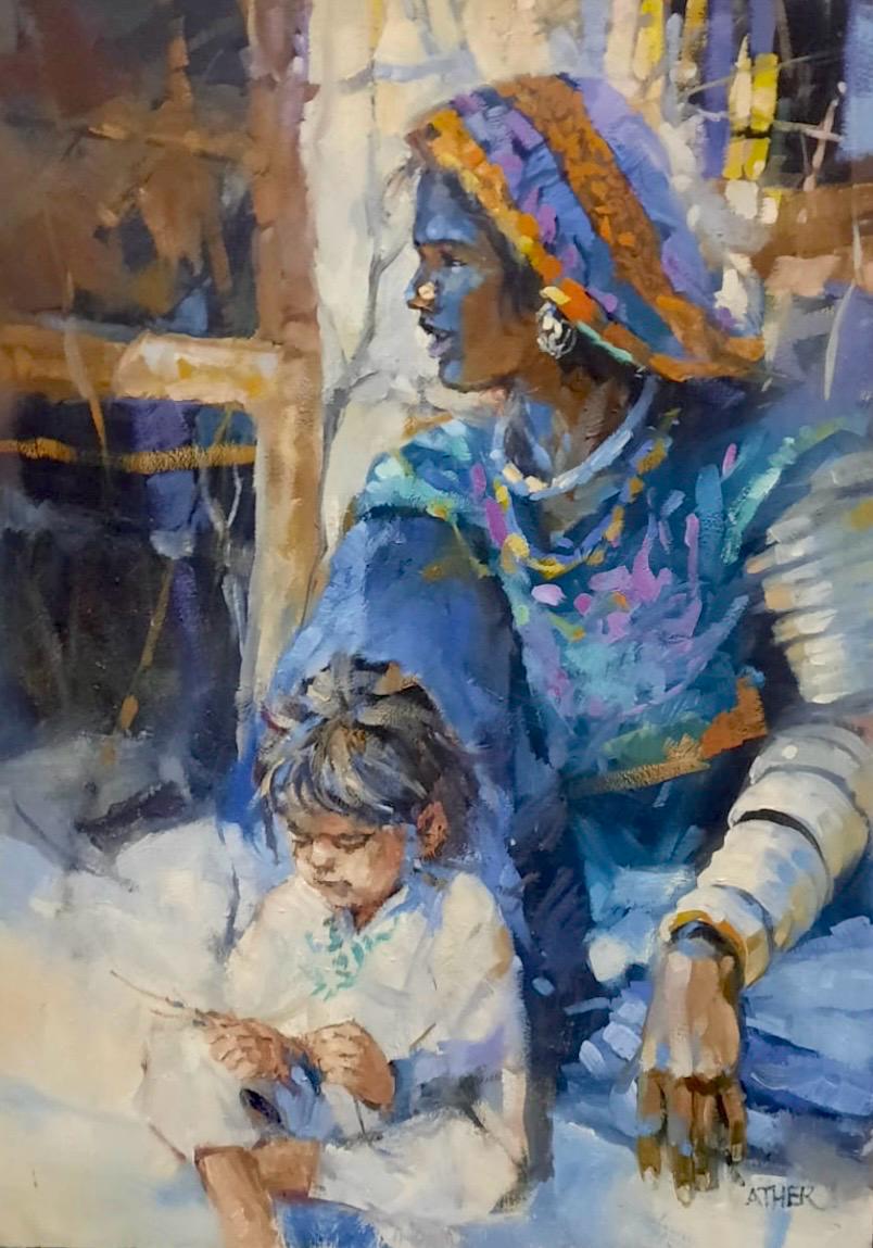 Untitled, Figurative Painting by Ather Jamal, Acrylic on Canvas, 24 x 33 Inches