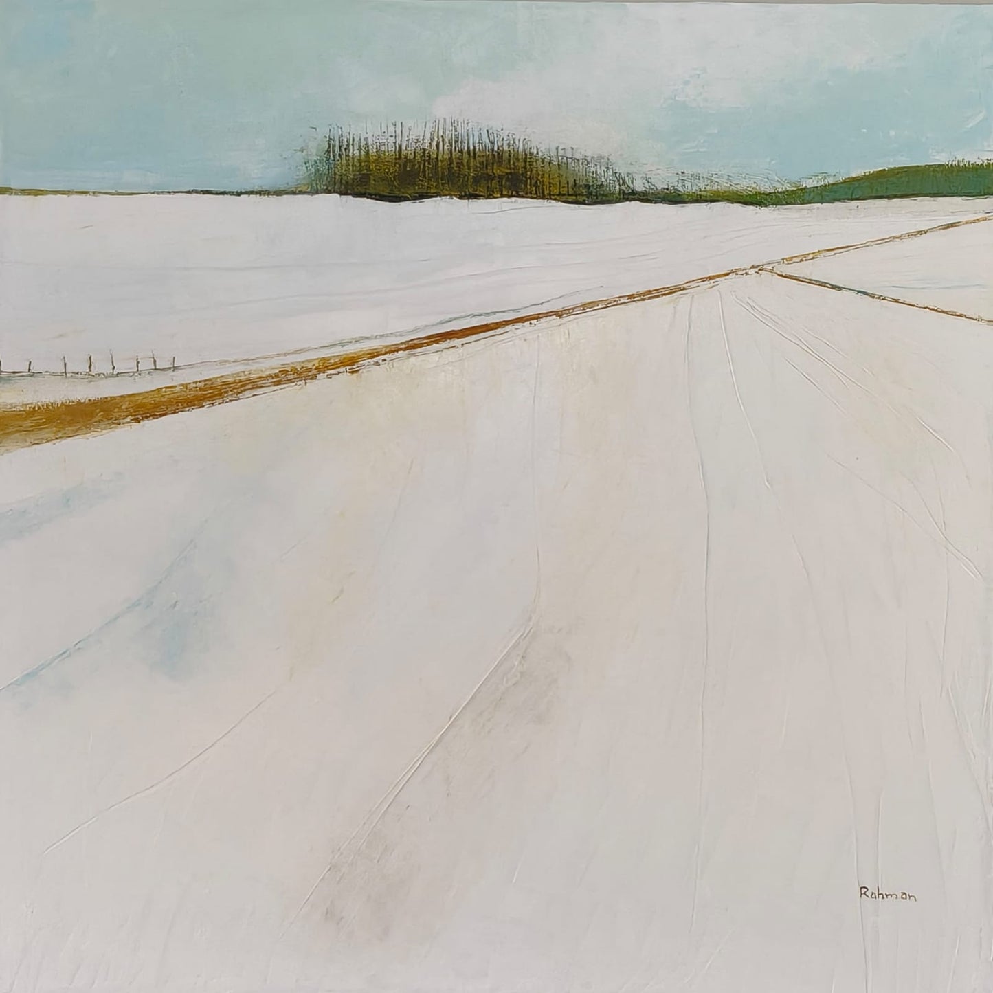 Frozen Serenity, Abstract Painting by Abdur Rahman, Oil on Canvas, 30 x 30 Inches