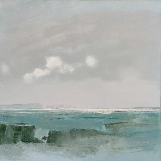 Grey Day, Abstract Painting by Abdur Rahman, Oil on Canvas, 24 x 24 Inches