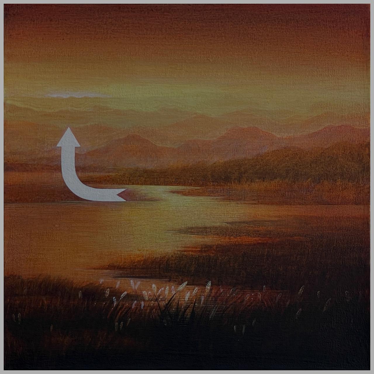 Journey of Transcendence-II, Landscape Painting by R.M. Naeem, Acrylics on Canvas, 12 x 12 Inches