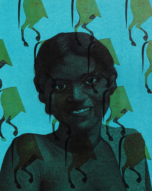 Tasveer-III, Portrait Painting by Muhammad Zeeshan, Acrylic & UV Print on Canvas, 16 x 20 inches