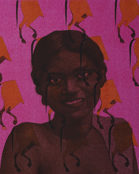Tasveer-IV, Portrait Painting by Muhammad Zeeshan, Acrylic & UV Print on Canvas, 16 x 20 inches
