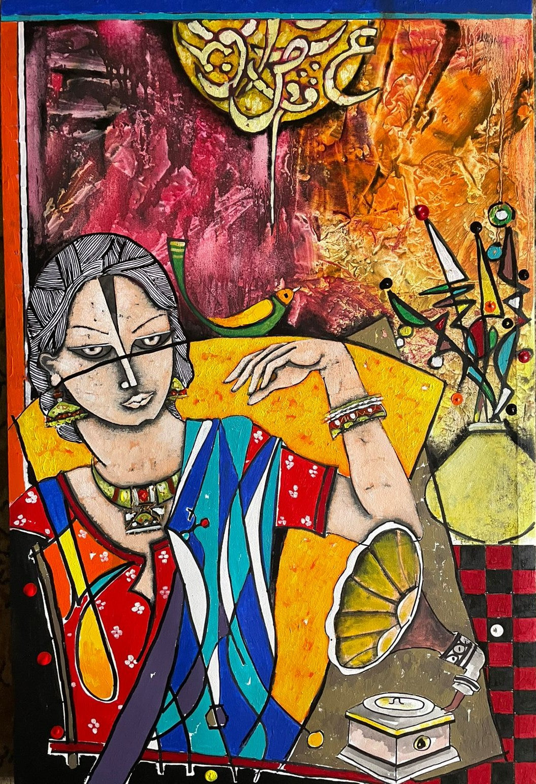 Untitled, Figurative Painting by Nisar Ahmad, Acrylic on Canvas, 24 x 36 inches