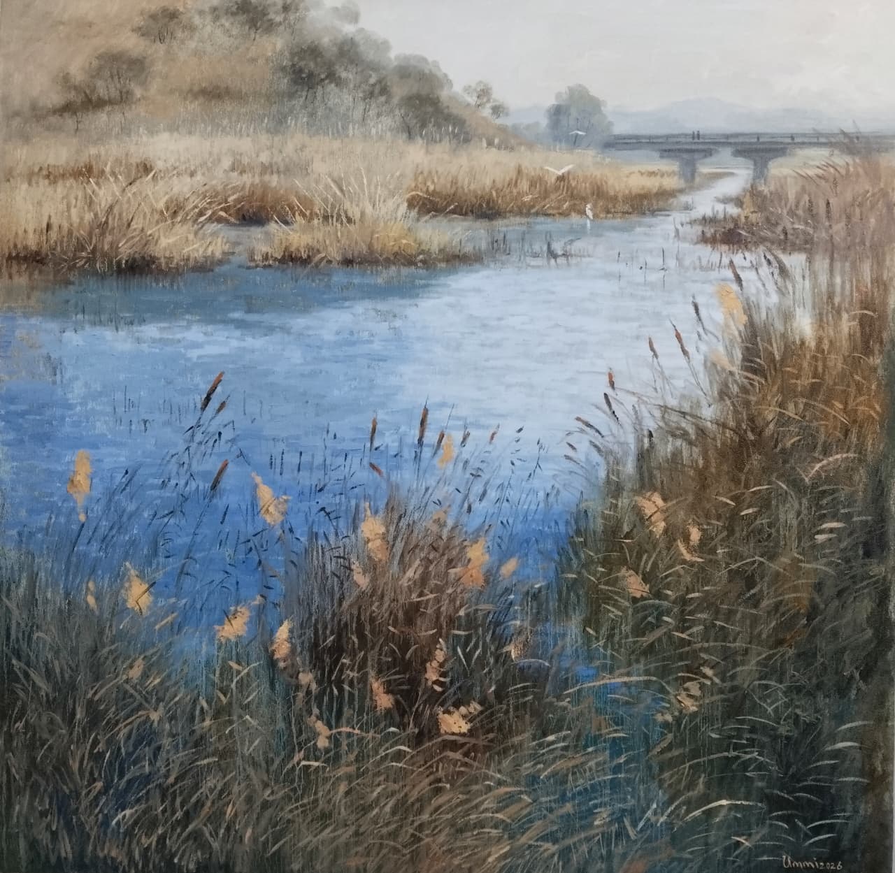 Landscape Painting by Tahir Bilal Ummi, Oil on Canvas, 36 x 36 inches