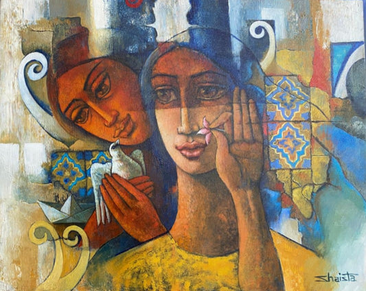 Untitled, Figurative Painting by Shaista Momin, Acrylic on Canvas, 24 x 30 inches