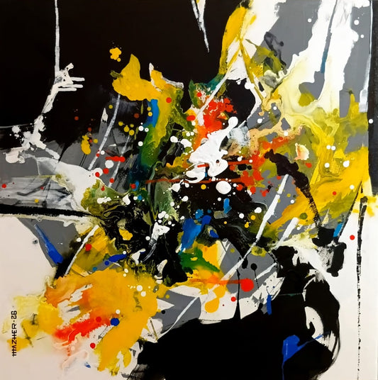 Bloom Beyond Form, Abstract Painting by Mazher Qureshi, Acrylic on Canvas, 36 x 36 inches