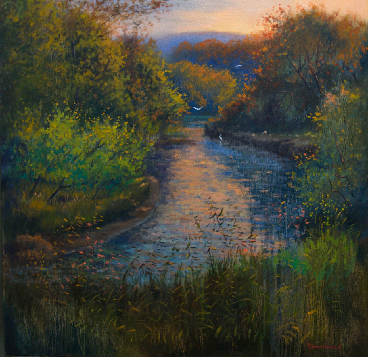 Landscape Painting by Tahir Bilal Ummi, Oil on Canvas, 24 x 24 inches