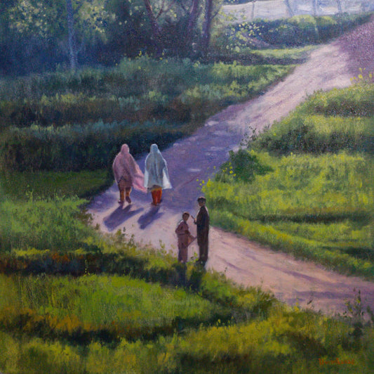 Landscape Painting by Tahir Bilal Ummi, Oil on Canvas, 24 x 24 inches