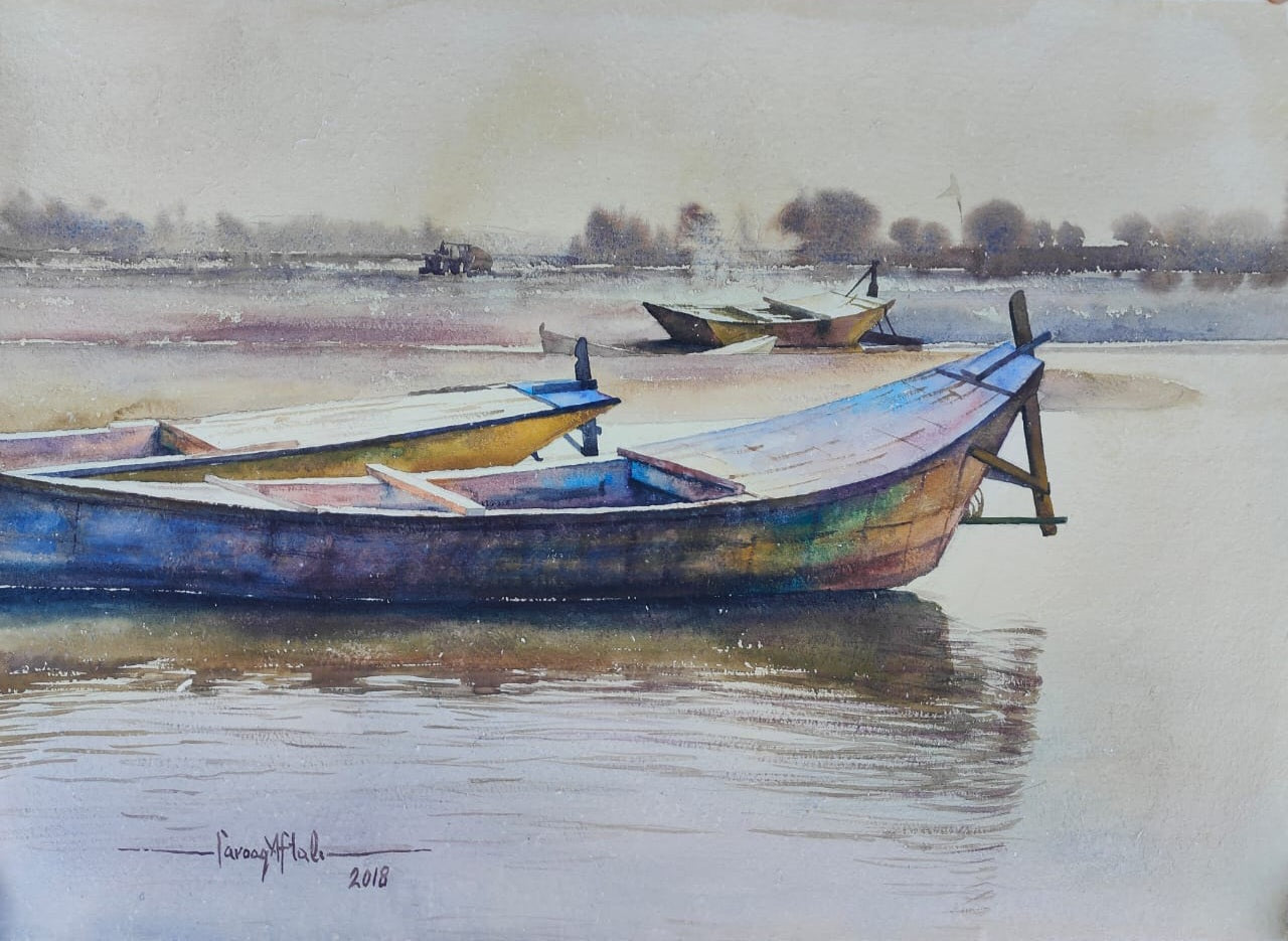 Untitled, Landscape Painting by Farooq Aftab, Watercolor on paper, 29 x 21 inches