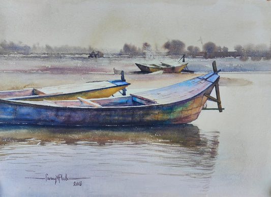 Untitled, Landscape Painting by Farooq Aftab, Watercolor on paper, 29 x 21 inches