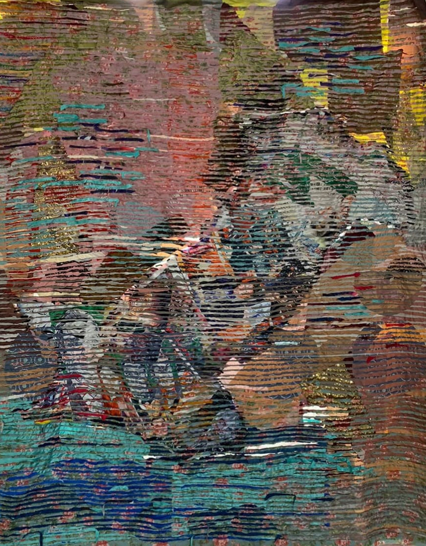 Des K Rang, Artwork by Mahpara Raza, Fabric, 96 x 108 inches