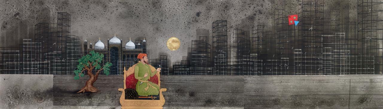Untitled, Figurative Painting by Safwan Bashir, Opaque Watercolour on Paper, 84 x 24 inches