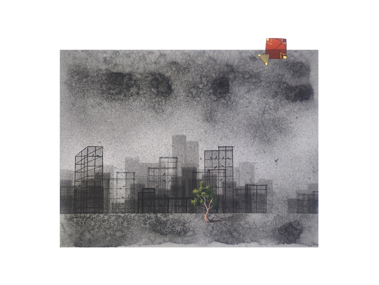 Cityscape Painting by Safwan Bashir, Opaque Watercolour on Paper, 15 x 11 Inches