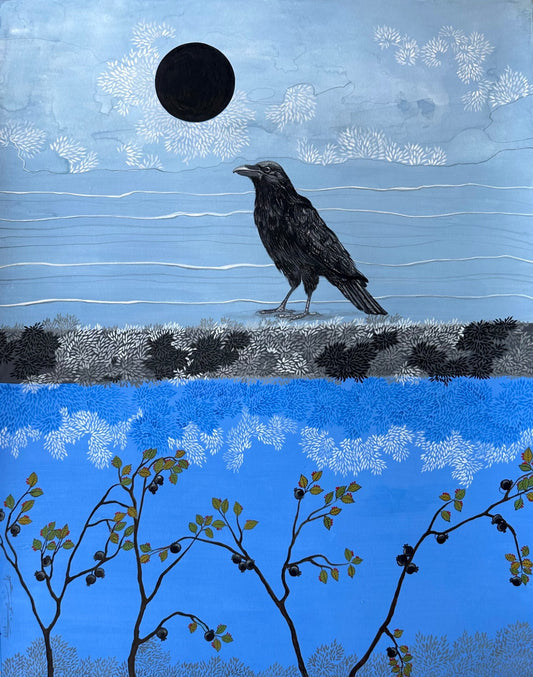 Silent Witness, Landscape Painting by Samreen Asghar, Herbal & Opaque Watercolors on Wasli, 21 x 27 Inches