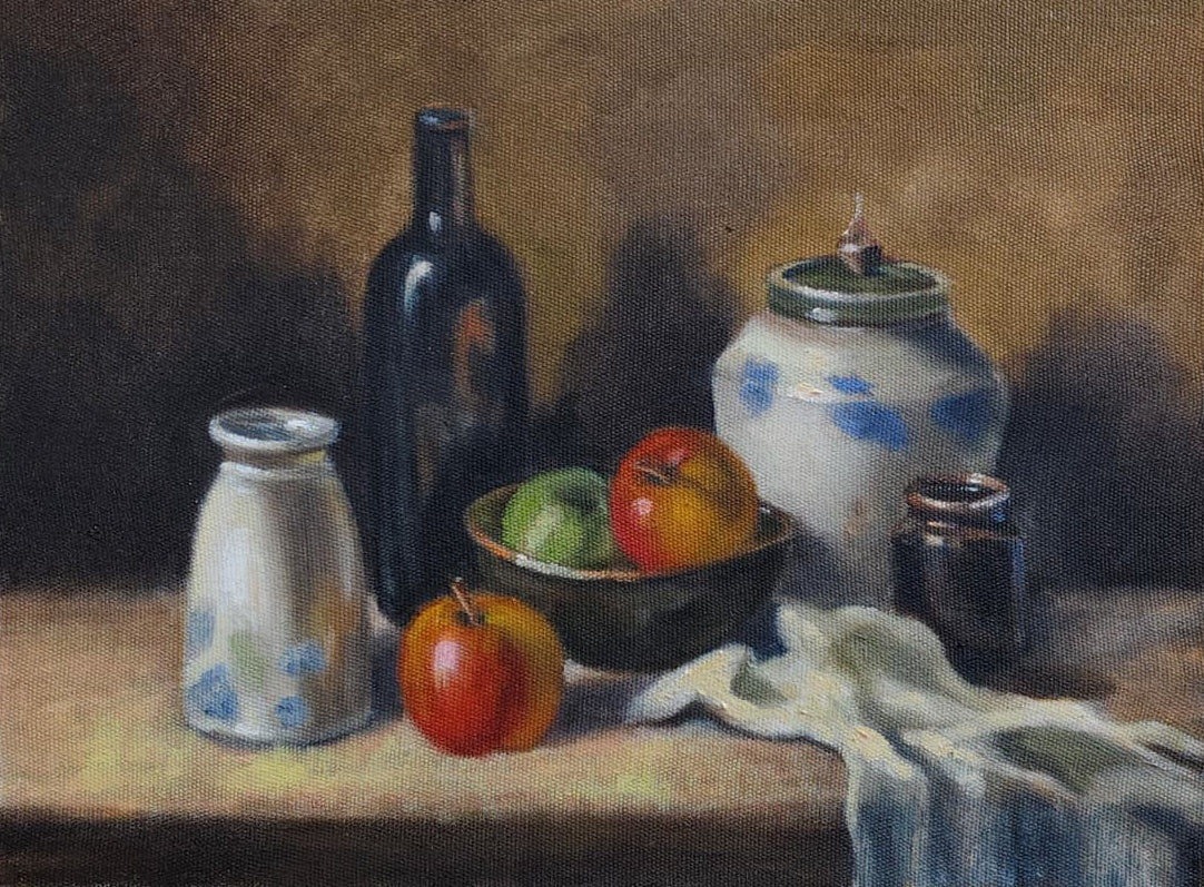 Between Light & Memory, Still Life Painting by Muntazir Minhas, Oil on Canvas, 16 x 12 Inches