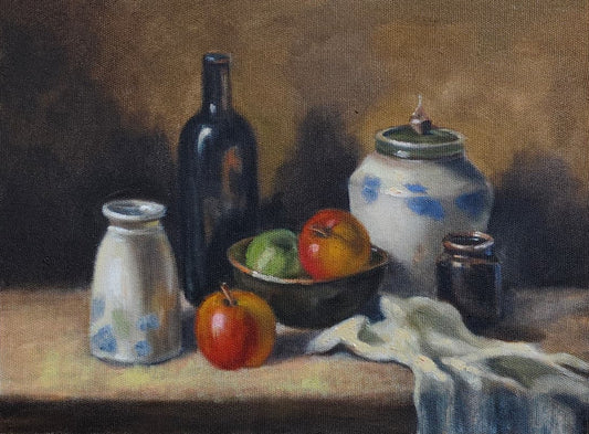 Between Light & Memory, Still Life Painting by Muntazir Minhas, Oil on Canvas, 16 x 12 Inches