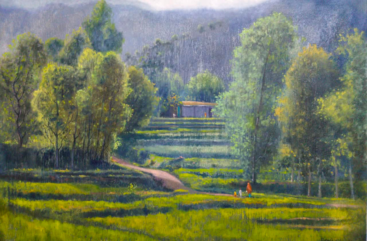 Landscape Painting by Tahir Bilal Ummi, Oil on Canvas, 36 x 24 Inches