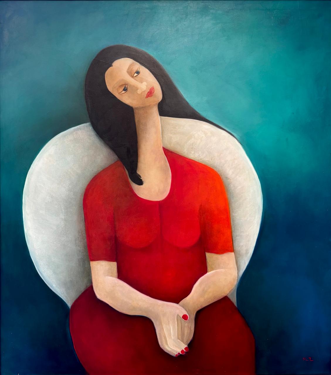 Figurative Painting by Mobina Zuberi, Oil on Canvas, 40 x 46 Inches
