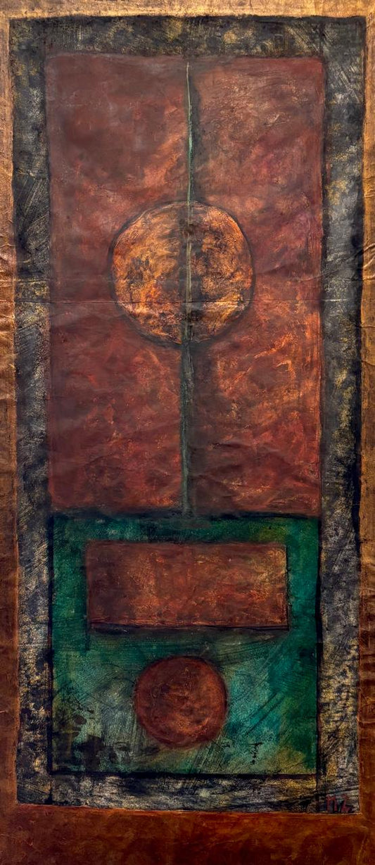 Abstract Painting by Mobina Zuberi, Oil on Canvas, 19 x 42 Inches