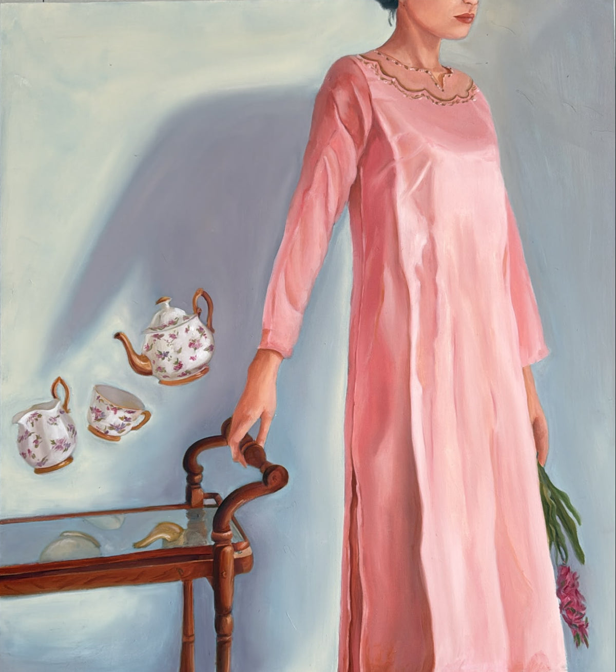 Lifted, Figurative Painting by Marwa Hafeez, Oil on Canvas, 30.5 x 33.5 Inches