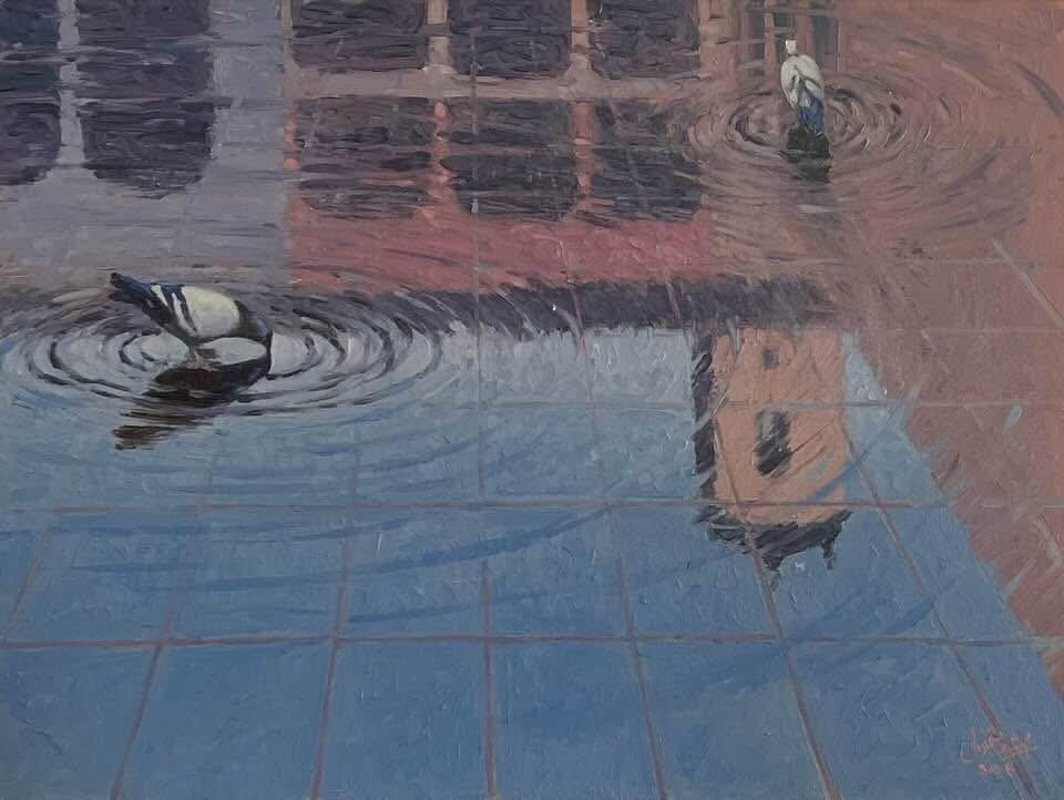Cityscape Painting by Dr. Arshad Maqbool, Oil on Canvas, 24 x 18 Inches
