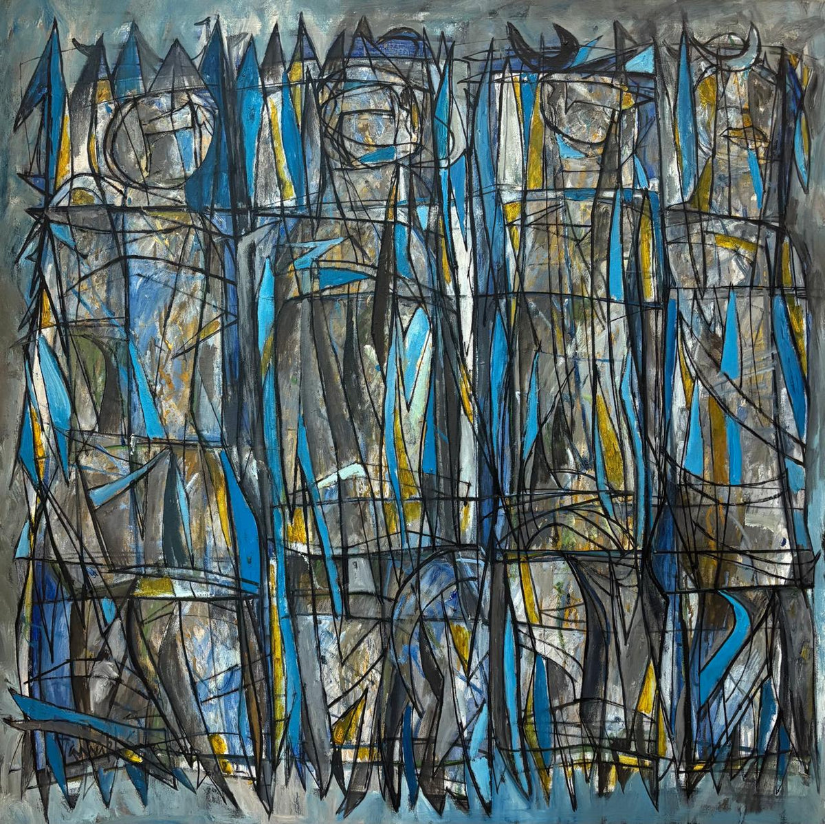 Abstract Painting by Farrukh Shahab, Mixed Media on Canvas, 36 x 36 Inches