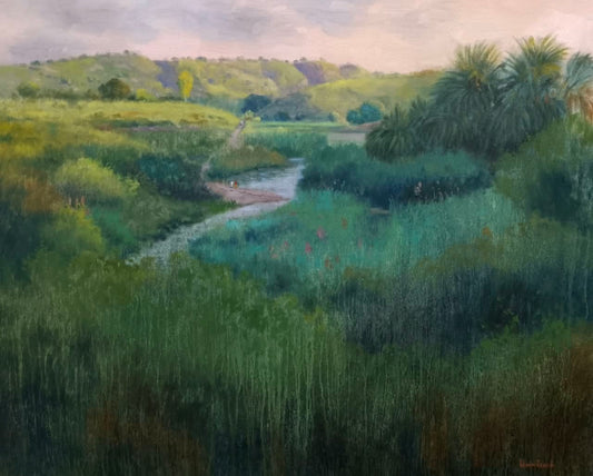 Landscape Painting by Tahir Bilal Ummi, Oil on Canvas, 30 x 24 Inches