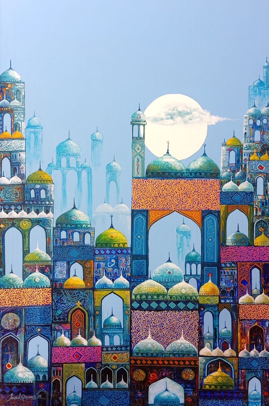 Cityscape Painting by Javed Qamar, Oil on Canvas, 24 x 36 Inches