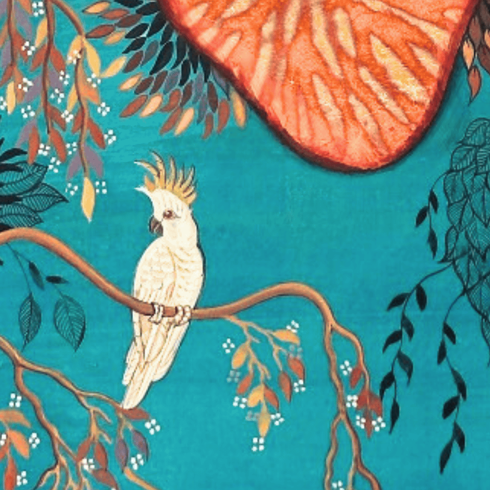 Where the Heart Takes Roots, Painting by Hifza Khan, Gouache on Acid Free Wasli & Red Chrysanthemum Gold Leaf Transfer, 14 x 20 Inches