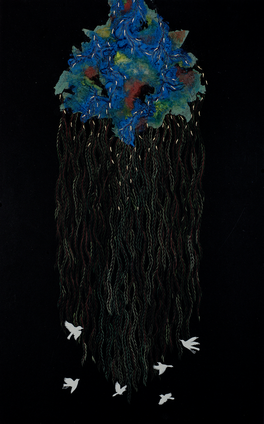 An Incomplete Remembrance, Abstract Painting by Ramsha Haider, Mixed Media on Wasli, 18 x 28.6 Inches