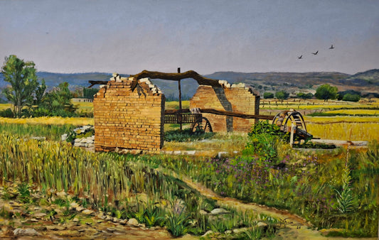 Rays on the Old Well, Painting by Muhammad Mohsin Rasheed, Oil on Canvas, 48 x 30 inches