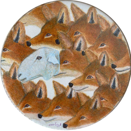 Shattered Hope, Painting by Dua Saeed, Gouache on Wasli, 6 x 6 inches