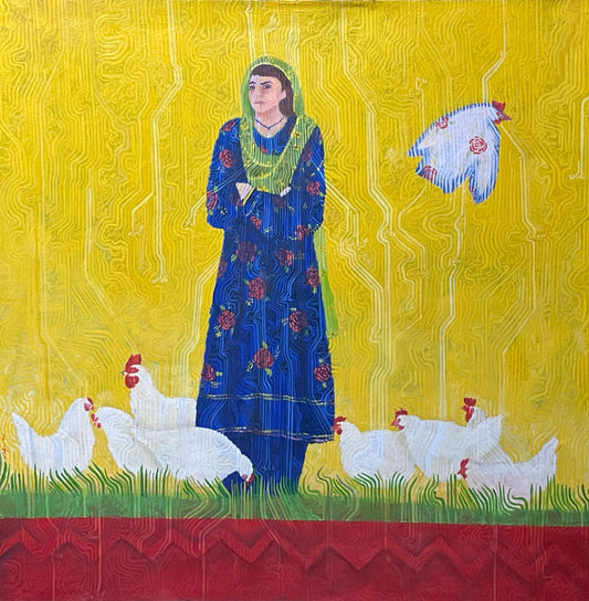 Flying, Painting by Muhammad Asif Kasi, Oil on Canvas, 48 x 48 inches