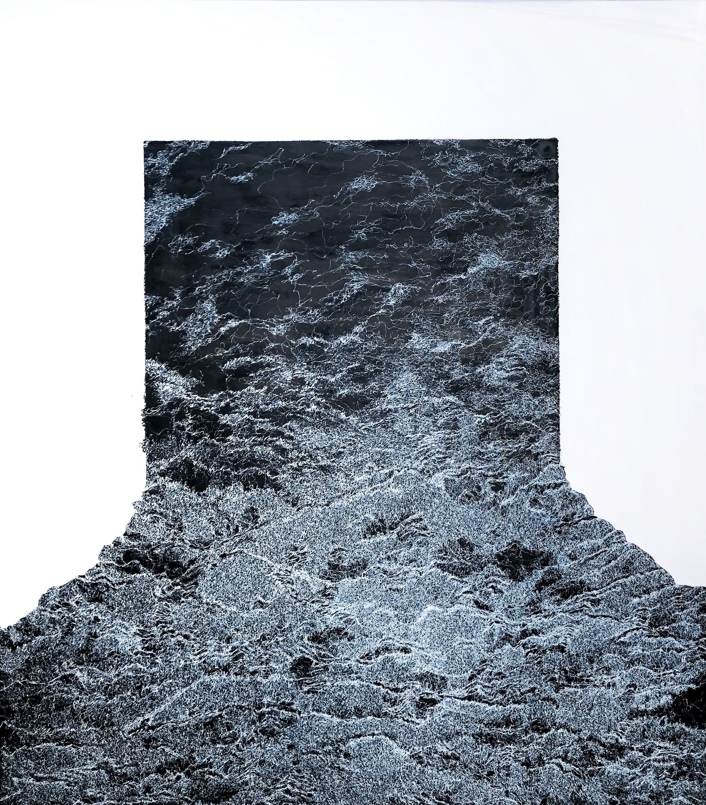 Between Drowning and Becoming, Painting by Isra Noman, Ink on Canvas, 48 x 54 inches