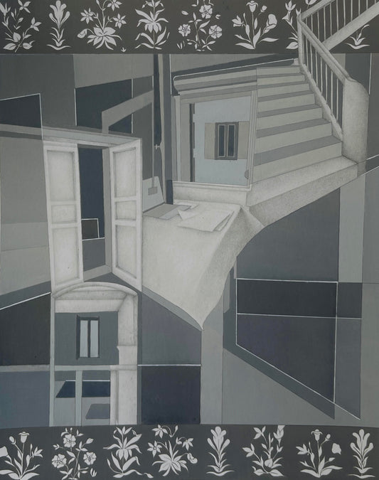 Vacant Presence, Painting by Emaan Fatima Pirzada, Gouache on Wasli, 9.5 x 12 inches
