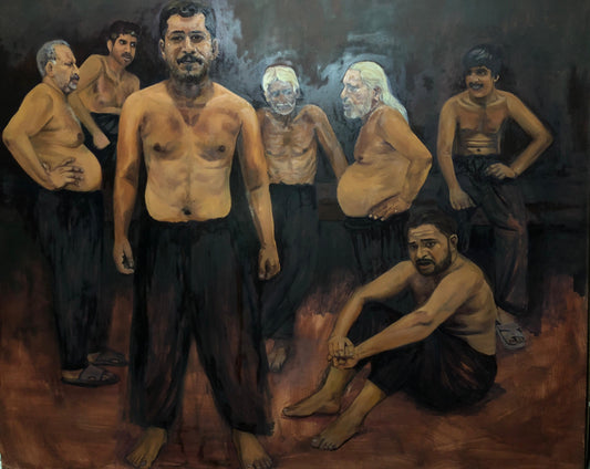 Muharram Congregation, Painting by Ali Laraib Rizvi, Oil on Canvas, 72 x 60 inches