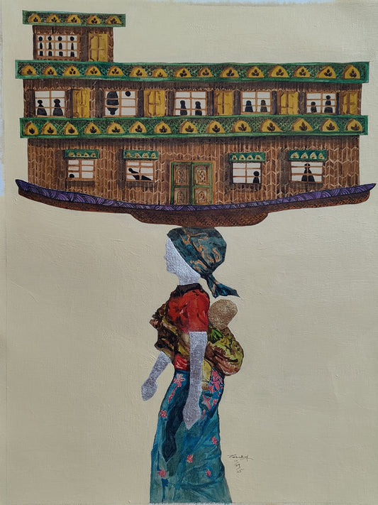 Aroosa, Painting by Zoobia Arif, Mixed Media on Canvas, 16 x 21.5 inches