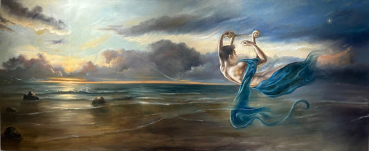 Threading Light, Painting by Mubashir Qayyum, Oil on Canvas, 72 x 30 inches