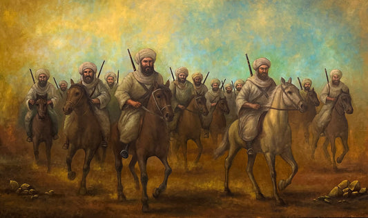 The Ride of Honor Caption, Painting by Bisman Marri, Oil on Canvas, 60 x 36 inches