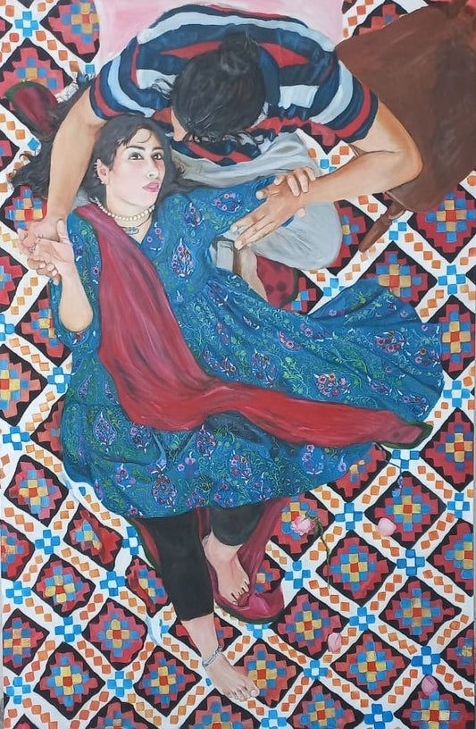 Of Love and Other Stories Series I The Fate Line, Painting by Sophia Mairaj Malik, Mixed Media on Canvas, 48 x 72 inches
