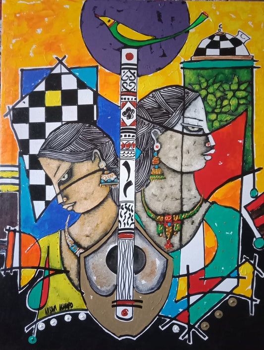 Untitled, Figurative Painting by Nisar Ahmad, Acrylic on Canvas, 18 x 24 inches