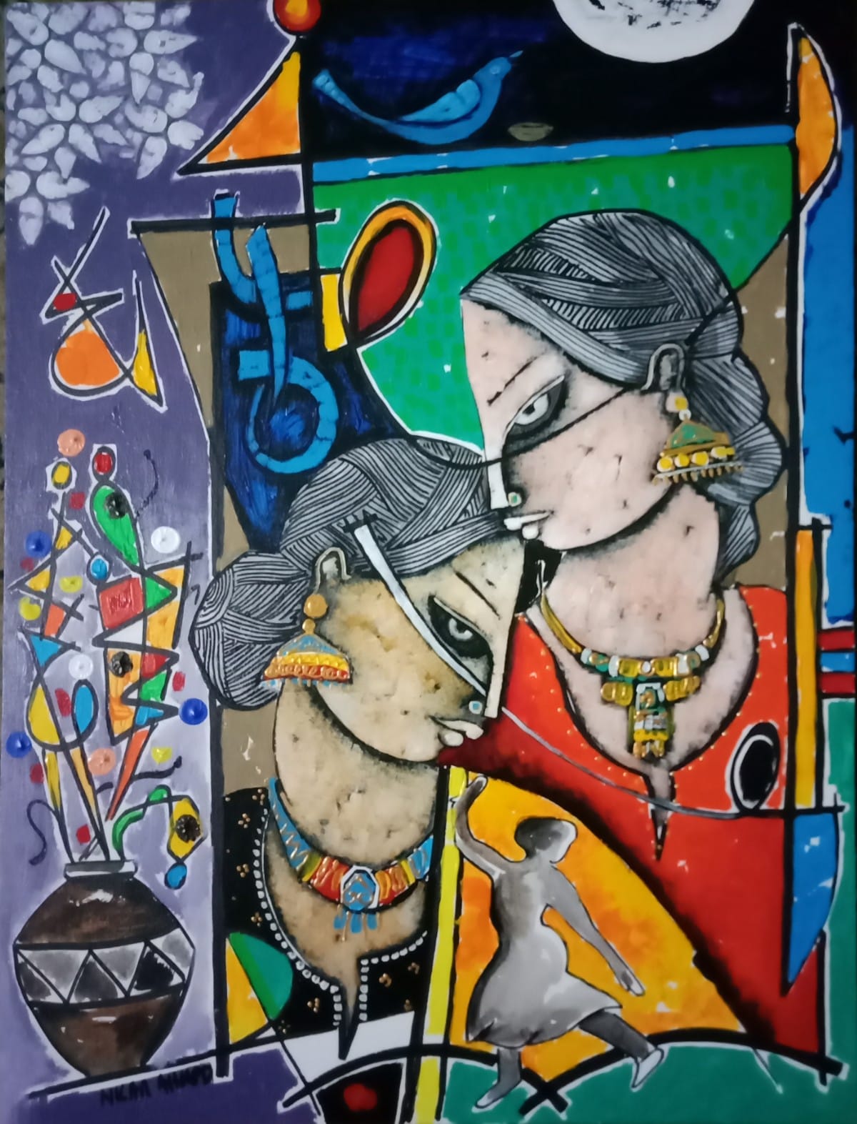 Untitled, Figurative Painting by Nisar Ahmad, Acrylic on Canvas, 18 x 24 inches